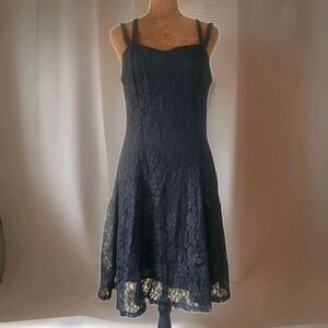 Vintage 90's All That Jazz Dress Size 9/10 Black Lace A-line Sleeveless Short